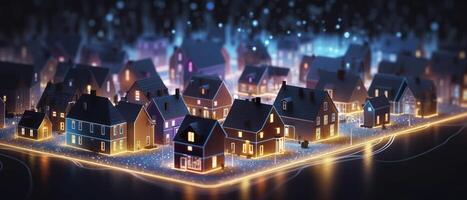 Digital community, smart homes and digital community. Generate Ai photo