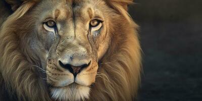 Close up of an African lion. Generative AI photo