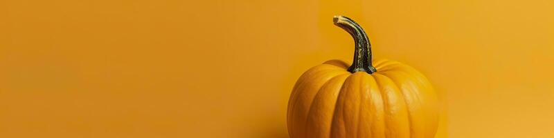 un calabaza en contra un amarillo antecedentes. generativo ai foto