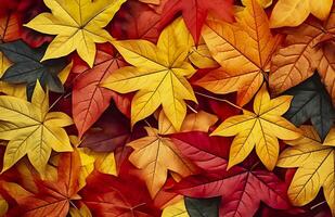 Background of autumn leaves. Autumn background. Generative AI photo