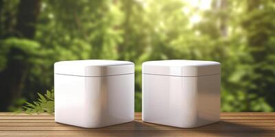 A mock up white cosmetic container. Generative AI photo