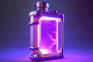 Purple Sci Fi Energy Flask with Pure Background. AI Generative photo