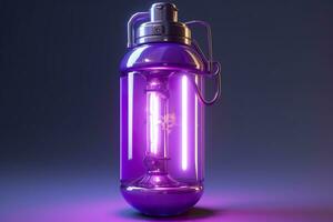 Purple Sci Fi Energy Flask with Pure Background. AI Generative photo