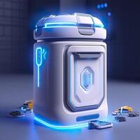 Removable Trash Can with Intelligent, Modular Design. A Futuristic Concept for Sustainable Waste Management. AI Generative photo