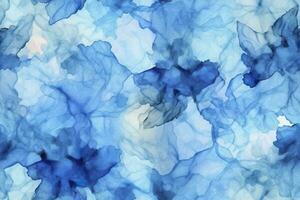 Blue alcohol ink background. Abstract delicate winter season texture. AI Generative photo