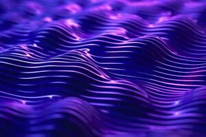 3D renders technological waves with purple, and vibrant colors. AI Generative photo