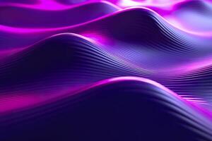 3D renders technological waves with purple, and vibrant colors. AI Generative photo