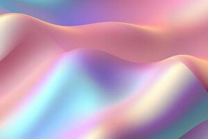 Gradient holographic Iridescent waves, frosted glass, soft textured gradient, and isometric, reflections. AI Generative photo