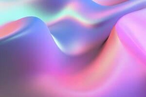 Gradient holographic Iridescent waves, frosted glass, soft textured gradient, and isometric, reflections. AI Generative photo