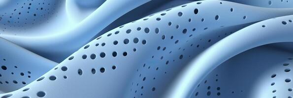 Breathable fabric dry light blue soft mesh holes floating light blue background. Generative AI photo