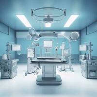 equipment and medical devices in modern operating room. AI Generative photo