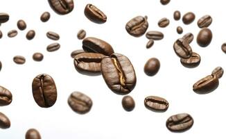 Coffee Bean flying on white background, 3d illustration. Generative AI photo