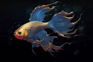 3d rendering. fish on black background. Generative AI photo