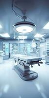 Modern equipment in operating room. Medical devices for neurosurgery. AI Generative photo