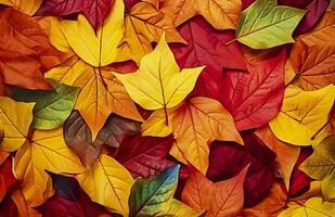 Background of autumn leaves. Autumn background. Generative AI photo