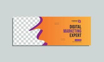 vector digital marketing social media cover banner design. editable social media cover banner template.