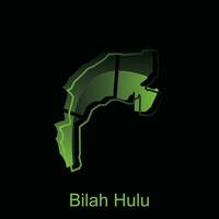 Map City of Bilah Hulu illustration design with outline on Black background, design template suitable for your company vector