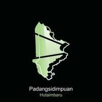 Map City of Padangsidimpuan Hutaimbaru illustration design with outline on Black background, design template suitable for your company vector