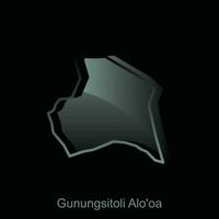 Map City of Gunungsitoli Alo'oa illustration design with outline on Black background, design template suitable for your company vector