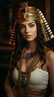 Beautiful woman like Queen of Egypt Cleopatra. Generative AI photo