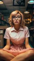 Woman wearing glasses. Generative AI photo