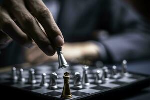 Businessman playing chess think problem solving. business competition planning teamwork,International chess, ideas and competition and strategy, business success concept,strategic concept... photo