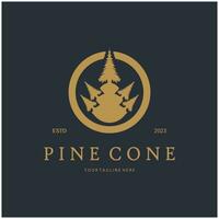 abstract simple pinecone logo pine tree design,for business,badge,emblem,pine plantation,pine wood industry vector