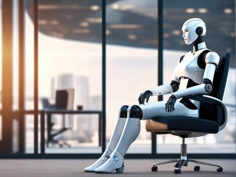 AI robot waiting for a job interview. Modern technologies, robot versus human AI Generated photo