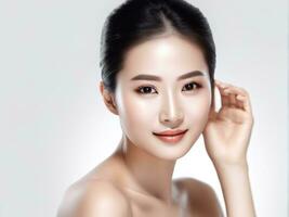 Young Asian beauty woman with Perfect skin on isolated white background photo