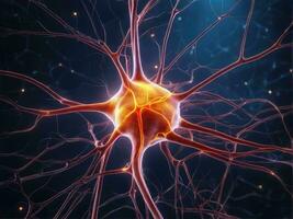 Neurons communicate with each other using electrochemical signals, Nerve cell, photo