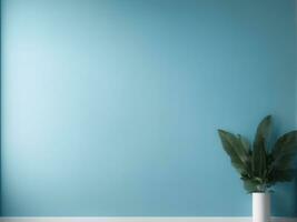 Light blue wall with Blurred shadow from leaves. Minimal abstract background AI Generated photo