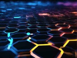 Abstract background hexagon network technology AI Generated photo