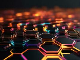 Abstract background hexagon network technology AI Generated photo