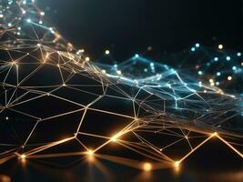 Abstract connected dots on bright background. Technology concept AI Generated photo