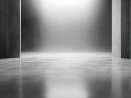 Dark room or stage with concrete floor background for product placement. Panoramic view of the abstract fog. AI Generated photo