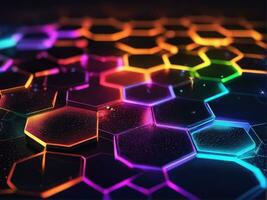 Abstract background hexagon network technology AI Generated photo