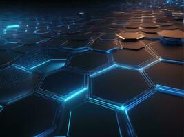 Abstract background hexagon network technology AI Generated photo