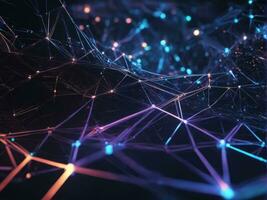 Abstract connected dots on bright background. Technology concept AI Generated photo