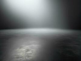 Dark room or stage with concrete floor background for product placement. Panoramic view of the abstract fog. AI Generated photo