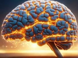Brain showing neurons firing and neural extensions AI Generated photo