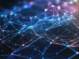 Abstract connected dots on bright background. Technology concept AI Generated photo