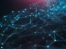 Abstract connected dots on bright background. Technology concept AI Generated photo