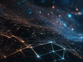 Abstract connected dots on bright background. Technology concept AI Generated photo