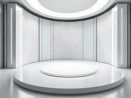 Modern white stage background for product placement AI Generated photo