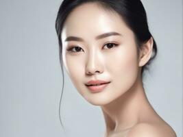 Young Asian beauty woman with Perfect skin on isolated white background AI Generated photo