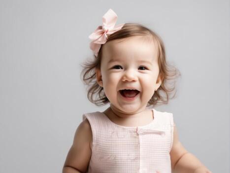 de cerca retrato de gracioso bebé con sorprendido expresión ai generado foto