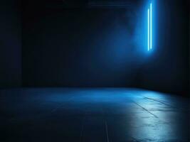 The concrete floor and studio room with smoke float up the interior for display products AI Generated photo