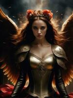 illustration of an fallen angel in dramatic light AI Generated photo