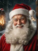 Photography of an ultra realistic Santa Claus in dramatic light AI Generated photo