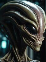 Photography of an ultra realistic Alien in dramatic light AI Generated photo